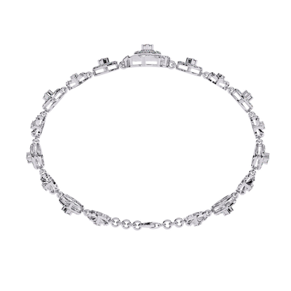 1.29Ct Round Cut Natural Diamond Halo Style Antique Stunning Perfect Line Bracelet Gift For Her