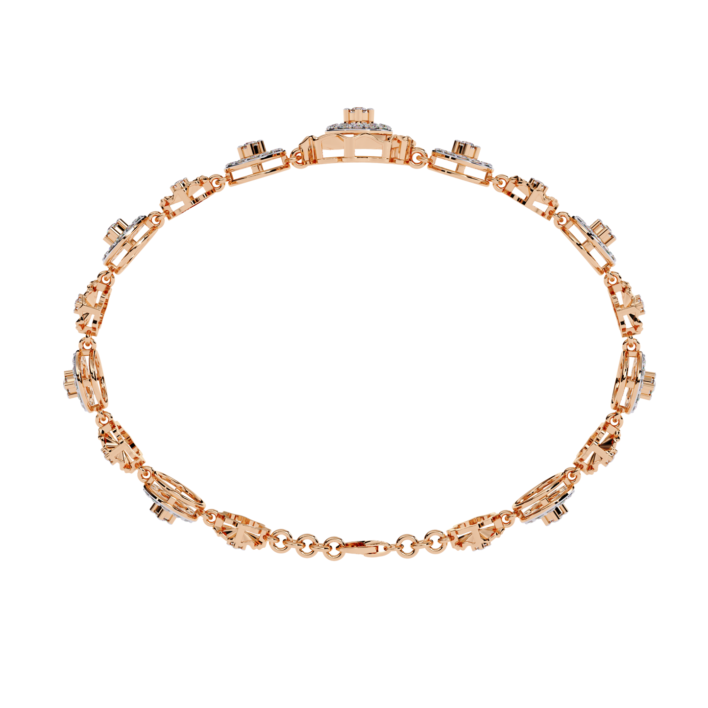 1.29Ct Round Cut Natural Diamond Halo Style Antique Stunning Perfect Line Bracelet Gift For Her