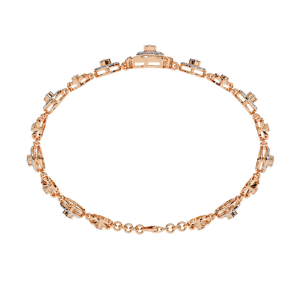 1.29Ct Round Cut Natural Diamond Halo Style Antique Stunning Perfect Line Bracelet Gift For Her