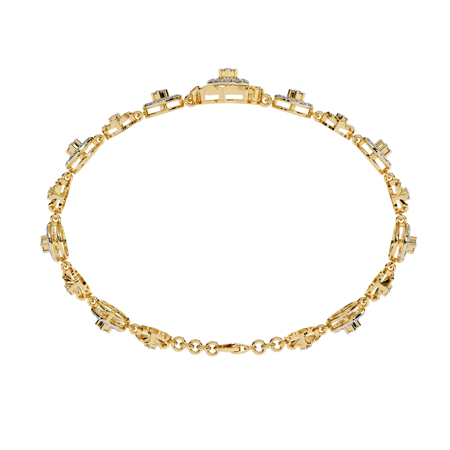 1.29Ct Round Cut Natural Diamond Halo Style Antique Stunning Perfect Line Bracelet Gift For Her