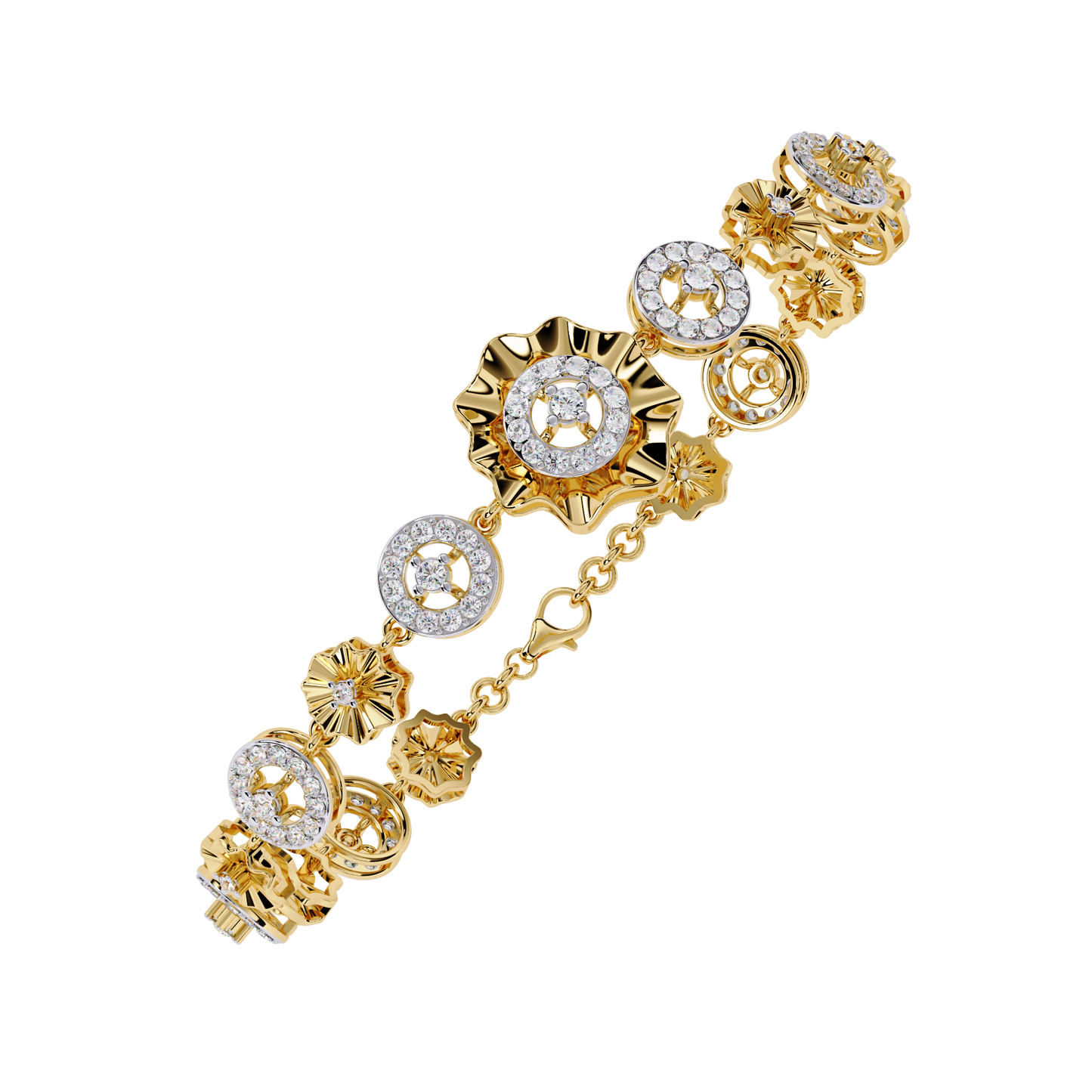 1.29Ct Round Cut Natural Diamond Halo Style Antique Stunning Perfect Line Bracelet Gift For Her