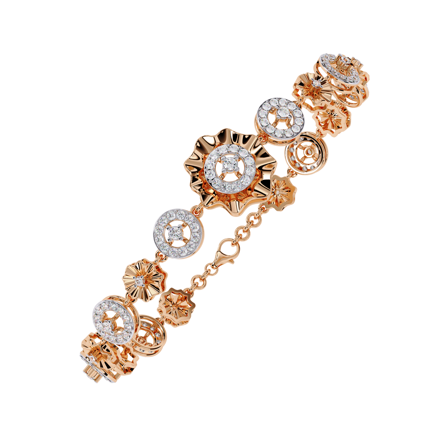 1.29Ct Round Cut Natural Diamond Halo Style Antique Stunning Perfect Line Bracelet Gift For Her