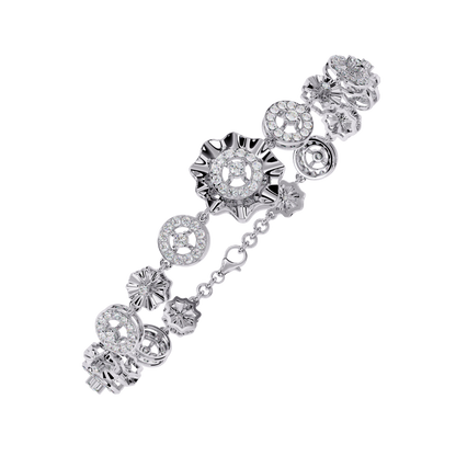 1.29Ct Round Cut Natural Diamond Halo Style Antique Stunning Perfect Line Bracelet Gift For Her