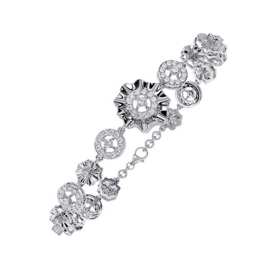 1.29Ct Round Cut Natural Diamond Halo Style Antique Stunning Perfect Line Bracelet Gift For Her