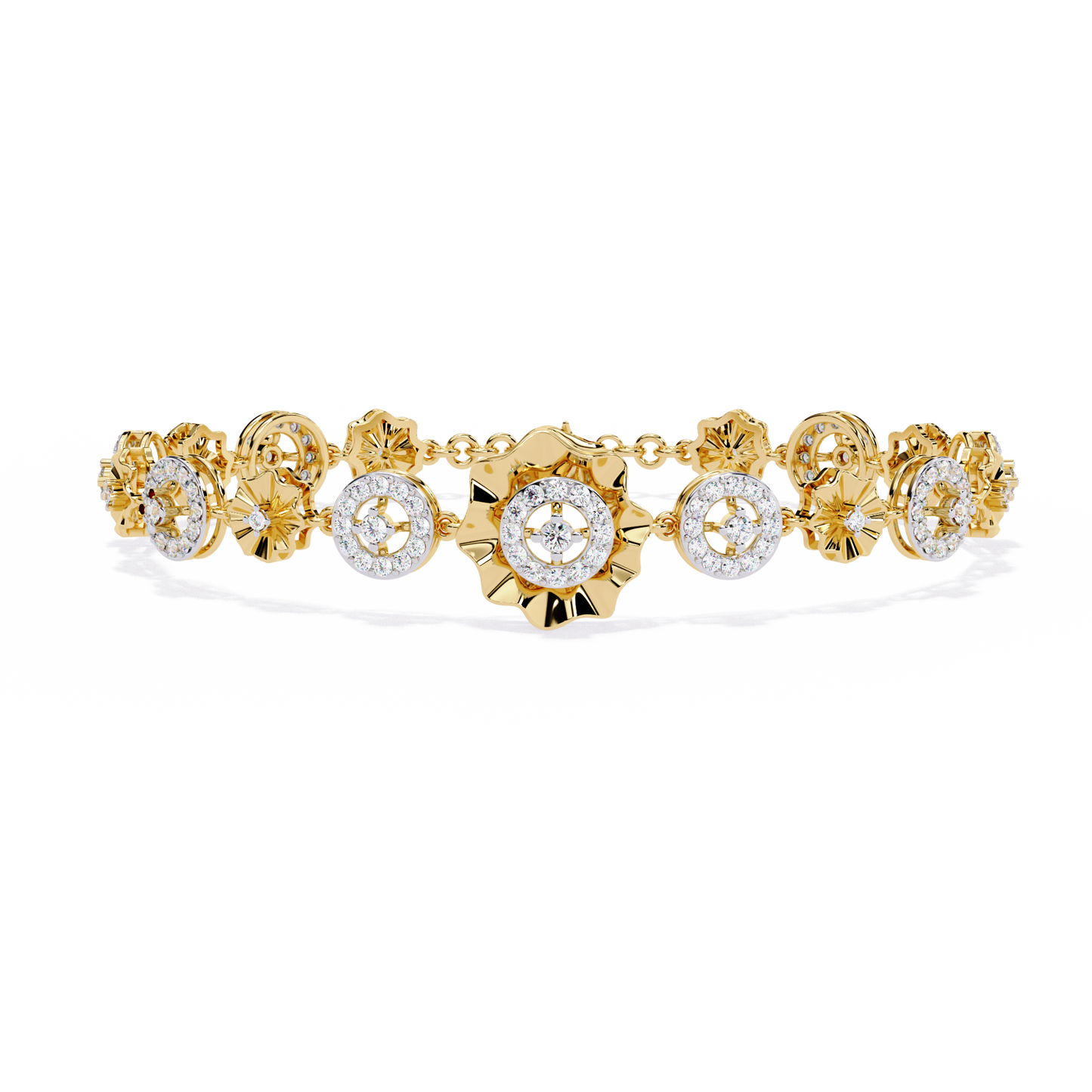1.29Ct Round Cut Natural Diamond Halo Style Antique Stunning Perfect Line Bracelet Gift For Her