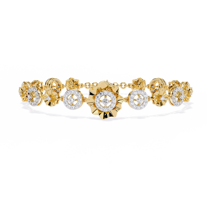 1.29Ct Round Cut Natural Diamond Halo Style Antique Stunning Perfect Line Bracelet Gift For Her