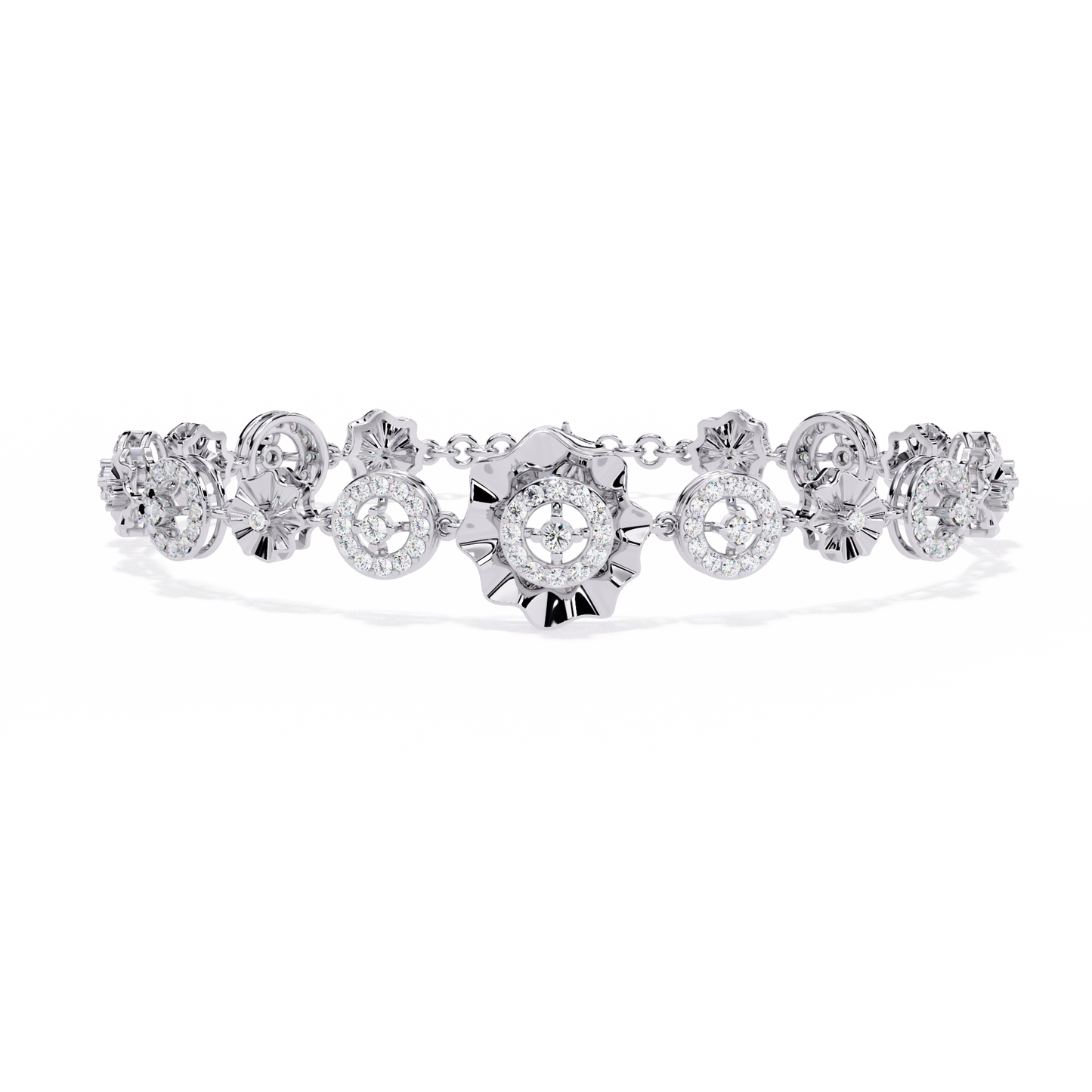 1.29Ct Round Cut Natural Diamond Halo Style Antique Stunning Perfect Line Bracelet Gift For Her