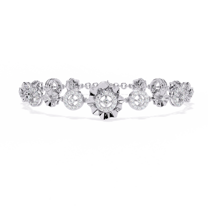 1.29Ct Round Cut Natural Diamond Halo Style Antique Stunning Perfect Line Bracelet Gift For Her