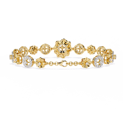 1.29Ct Round Cut Natural Diamond Halo Style Antique Stunning Perfect Line Bracelet Gift For Her