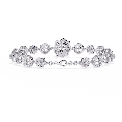 1.29Ct Round Cut Natural Diamond Halo Style Antique Stunning Perfect Line Bracelet Gift For Her
