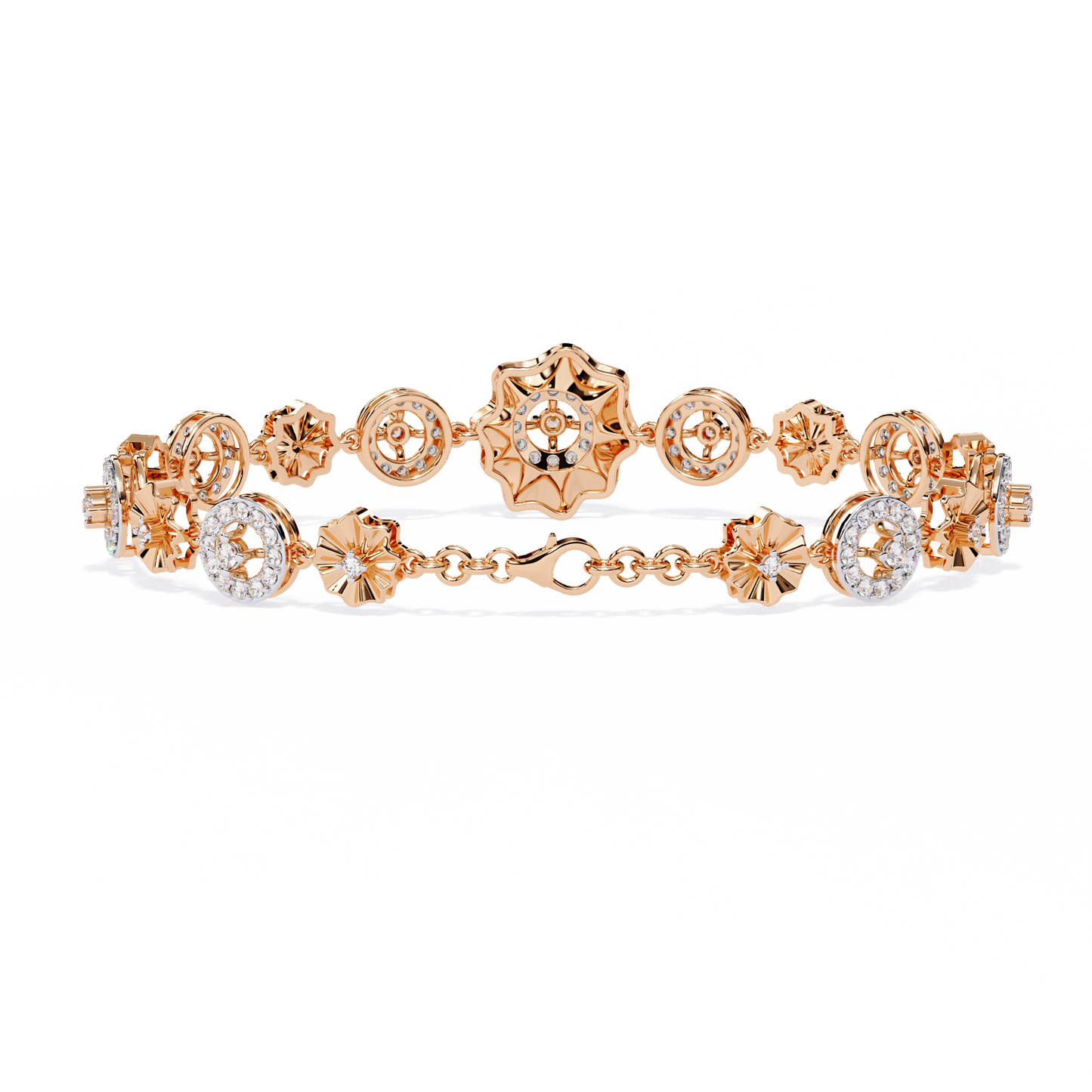 1.29Ct Round Cut Natural Diamond Halo Style Antique Stunning Perfect Line Bracelet Gift For Her