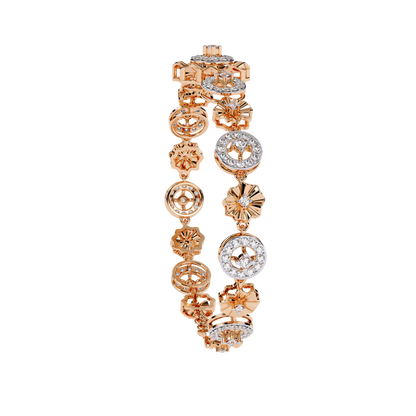 1.29Ct Round Cut Natural Diamond Halo Style Antique Stunning Perfect Line Bracelet Gift For Her