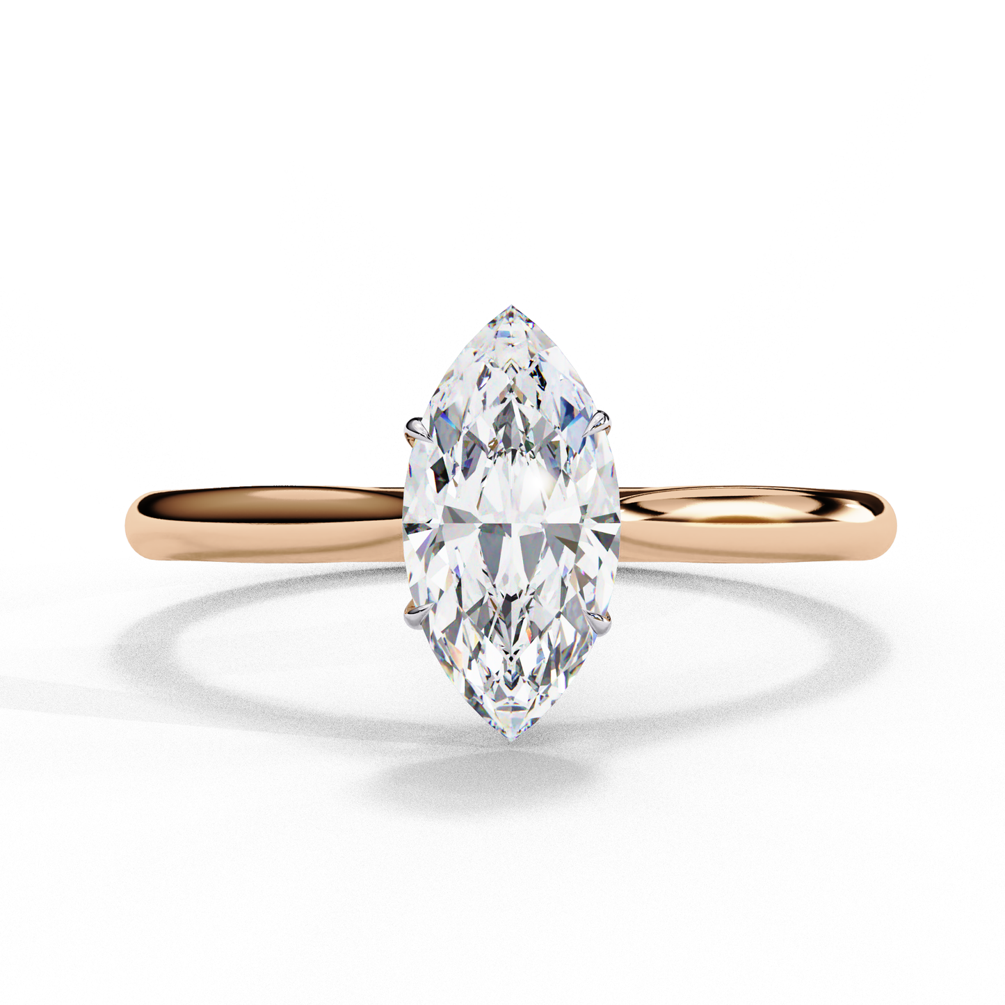 1 Stone Marquise Cut Lab Grown Diamond And Three Option Metal 10k,14k,18k Solitaire Cluster Daily Wear Diamond Ring