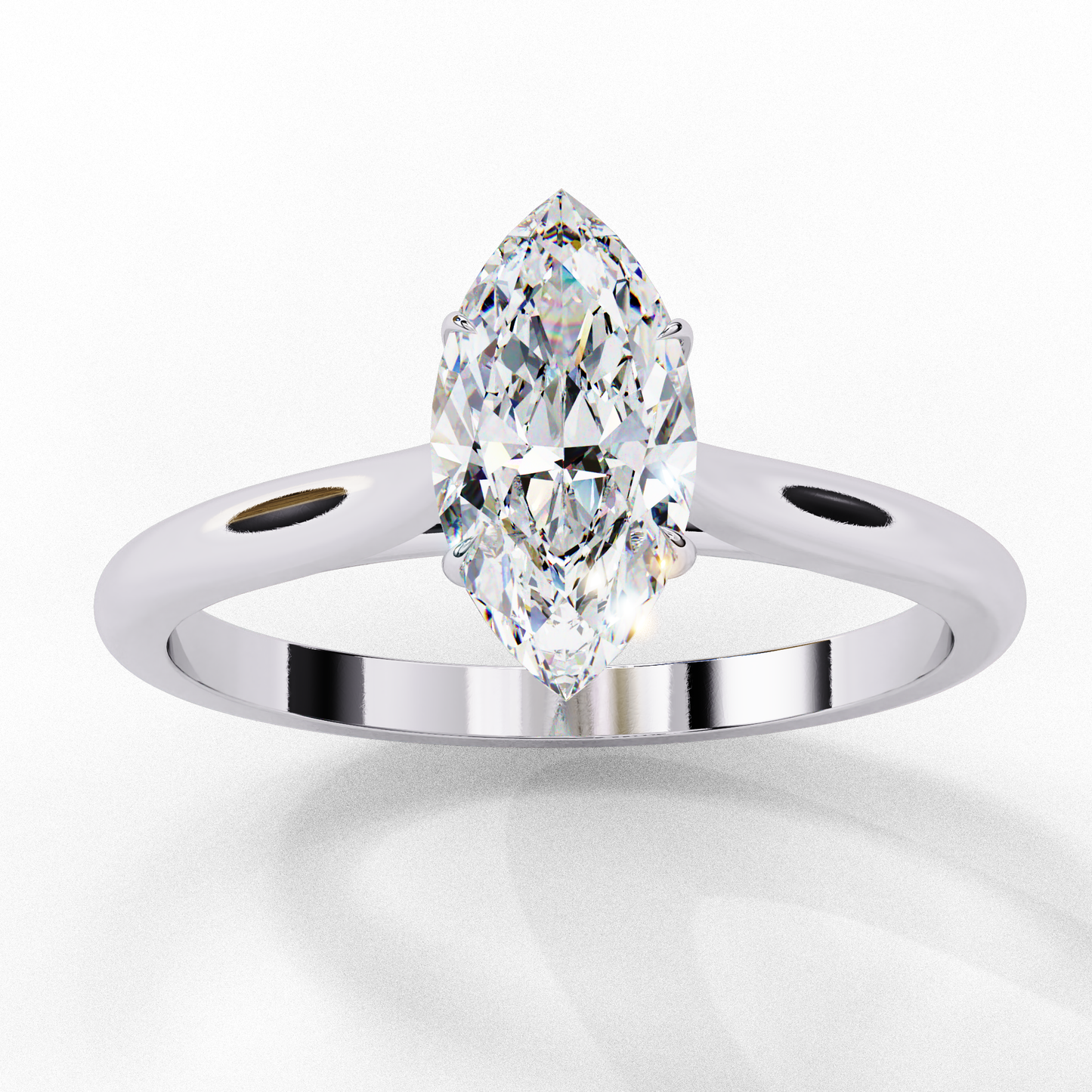 1 Stone Marquise Cut Lab Grown Diamond And Three Option Metal 10k,14k,18k Solitaire Cluster Daily Wear Diamond Ring