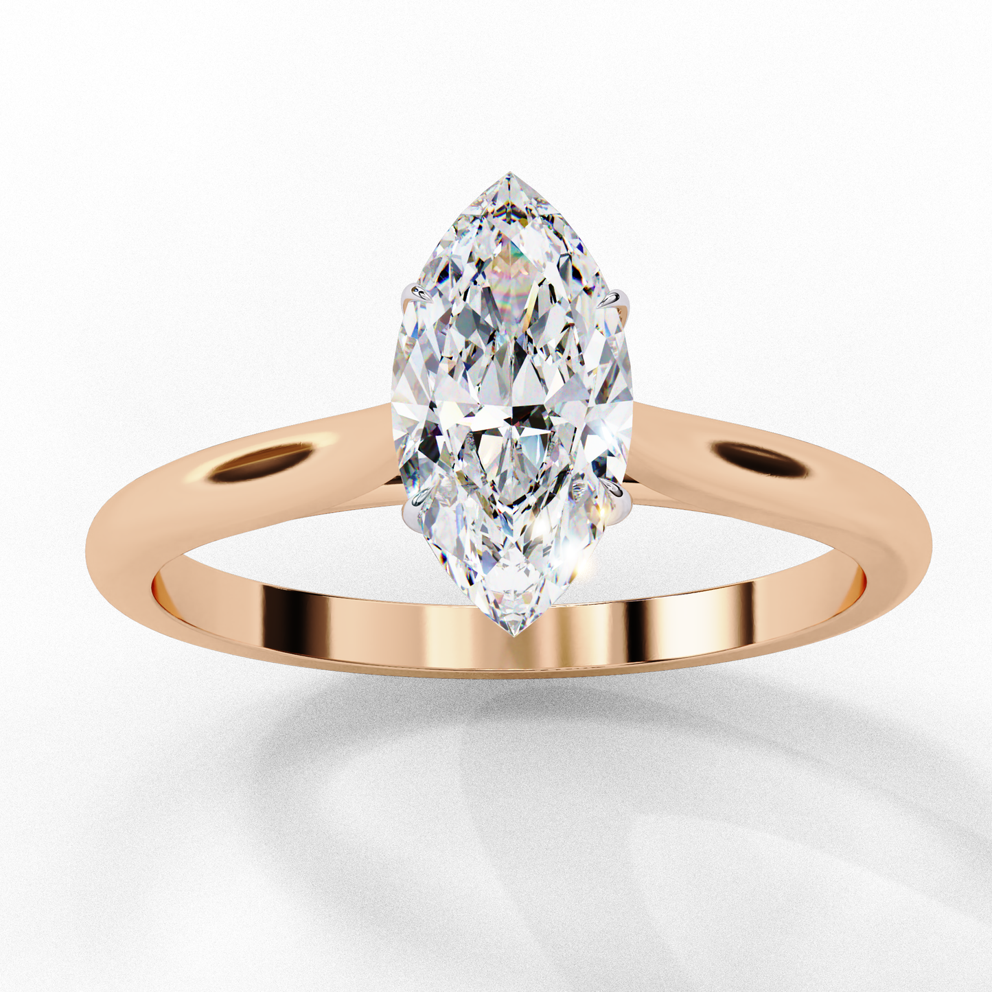 18k Solid Gold Lab Grown Marquise Cut Stunning Diamond Solitaire Engagement Ring For Her