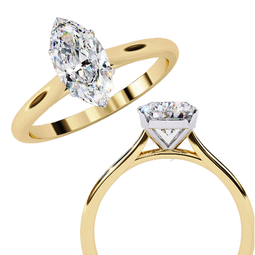 1 Stone Marquise Cut Lab Grown Diamond And Three Option Metal 10k,14k,18k Solitaire Cluster Daily Wear Diamond Ring