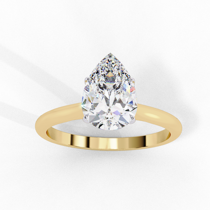 Lab Grown Pear Shaped Diamond Solitaire Ring