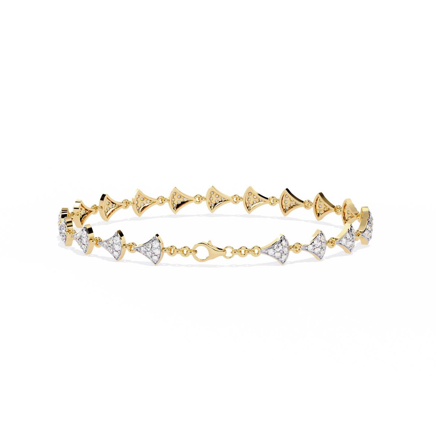 14k Yellow Gold 1.05Ct Round Cut White Colorless Lab Grown Diamond Prong Set Bridesmaid Line Dainty Bracelet For Her