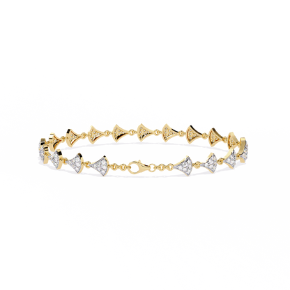 14k Yellow Gold 1.05Ct Round Cut White Colorless Lab Grown Diamond Prong Set Bridesmaid Line Dainty Bracelet For Her