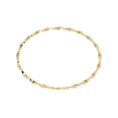14k Yellow Gold 1.05Ct Round Cut White Colorless Lab Grown Diamond Prong Set Bridesmaid Line Dainty Bracelet For Her