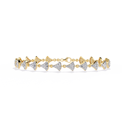 14k Yellow Gold 1.05Ct Round Cut White Colorless Lab Grown Diamond Prong Set Bridesmaid Line Dainty Bracelet For Her