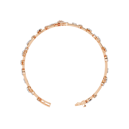 2.36Ct Baguette And Round Cut Diamond Elegant Minimalist Custom Stacking Tennis Party Wear Bracelet