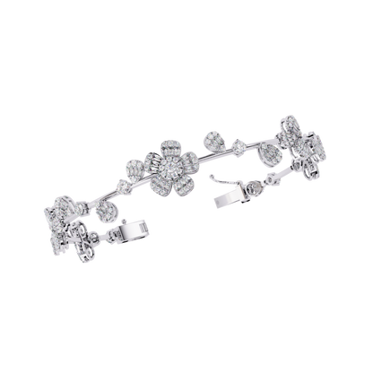 2.36Ct Baguette And Round Cut Diamond Elegant Minimalist Custom Stacking Tennis Party Wear Bracelet