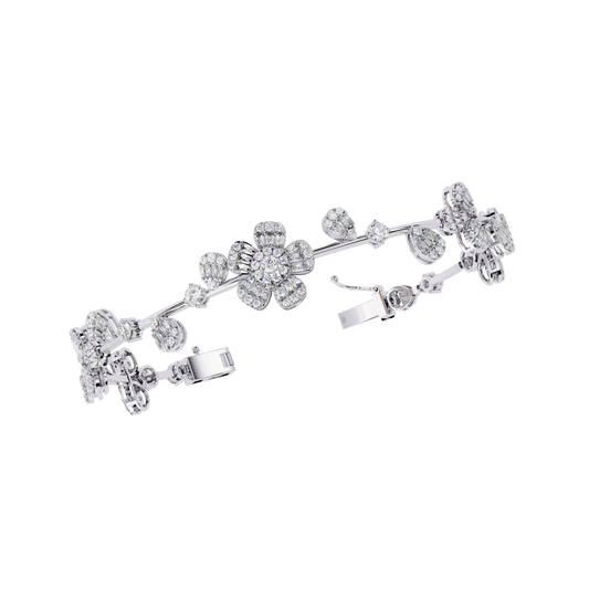 2.36Ct Baguette And Round Cut Diamond Elegant Minimalist Custom Stacking Tennis Party Wear Bracelet