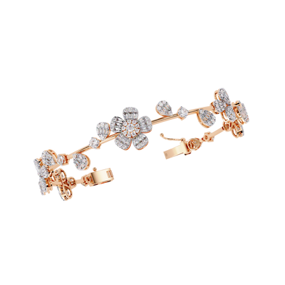 2.36Ct Baguette And Round Cut Diamond Elegant Minimalist Custom Stacking Tennis Party Wear Bracelet