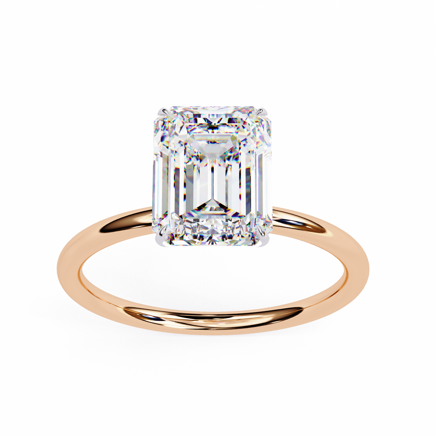 2.50 Carat Emerald Cut Lab Grown Top Grade Diamond Delicate Solitaire Promise Ring to Gift on Very Special Day