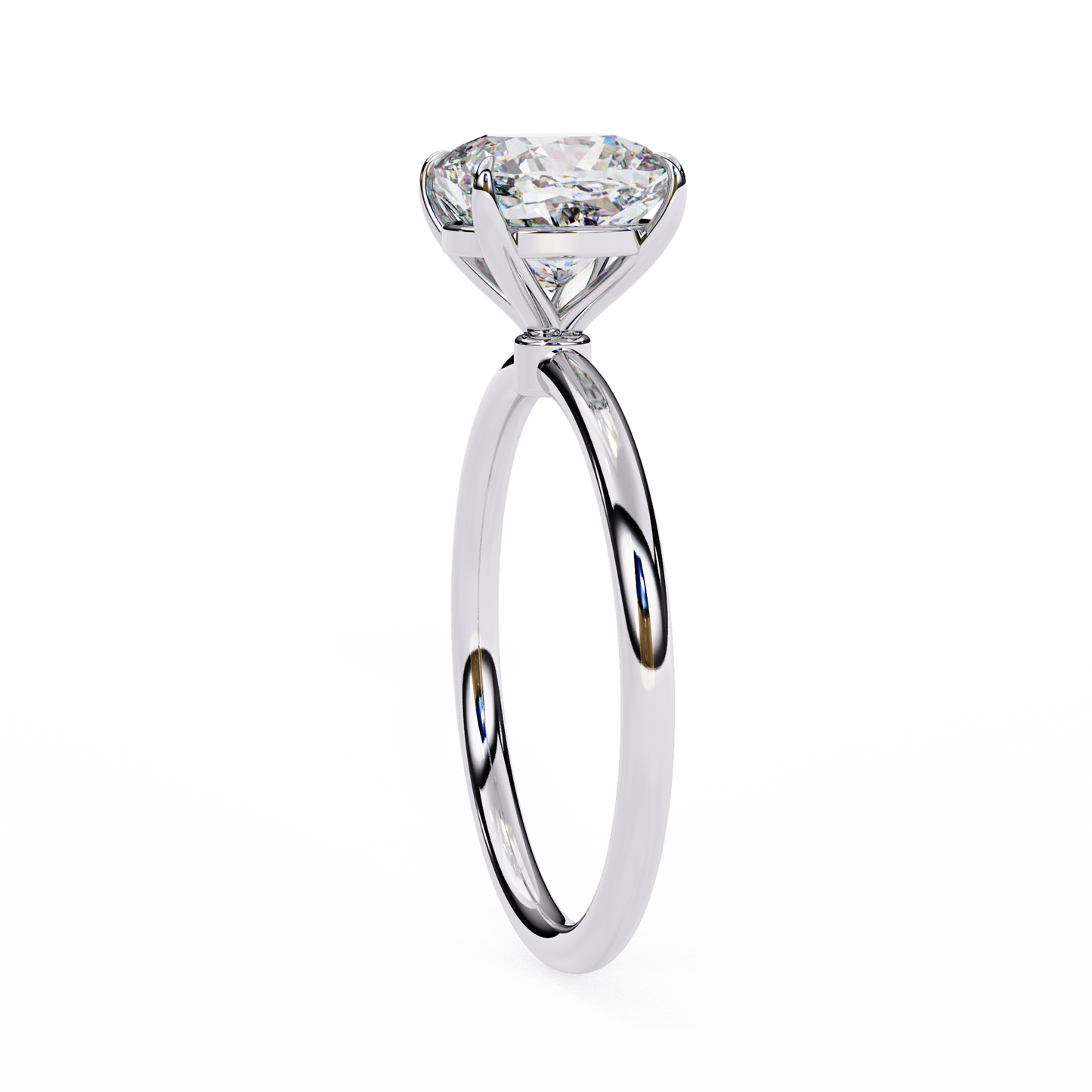 Lab Grown Cushion Cut Diamond Prong set Solitaire Ring
