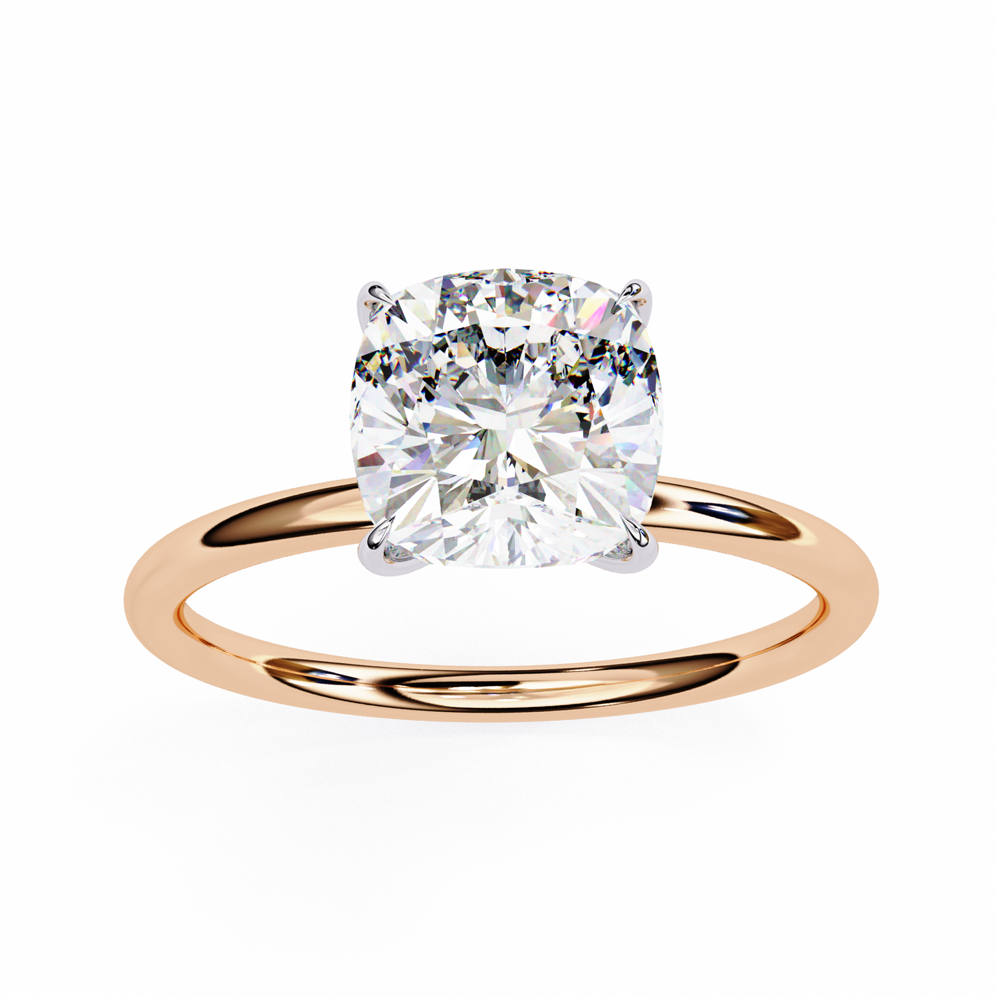 Lab Grown Cushion Cut Diamond Prong set Solitaire Ring