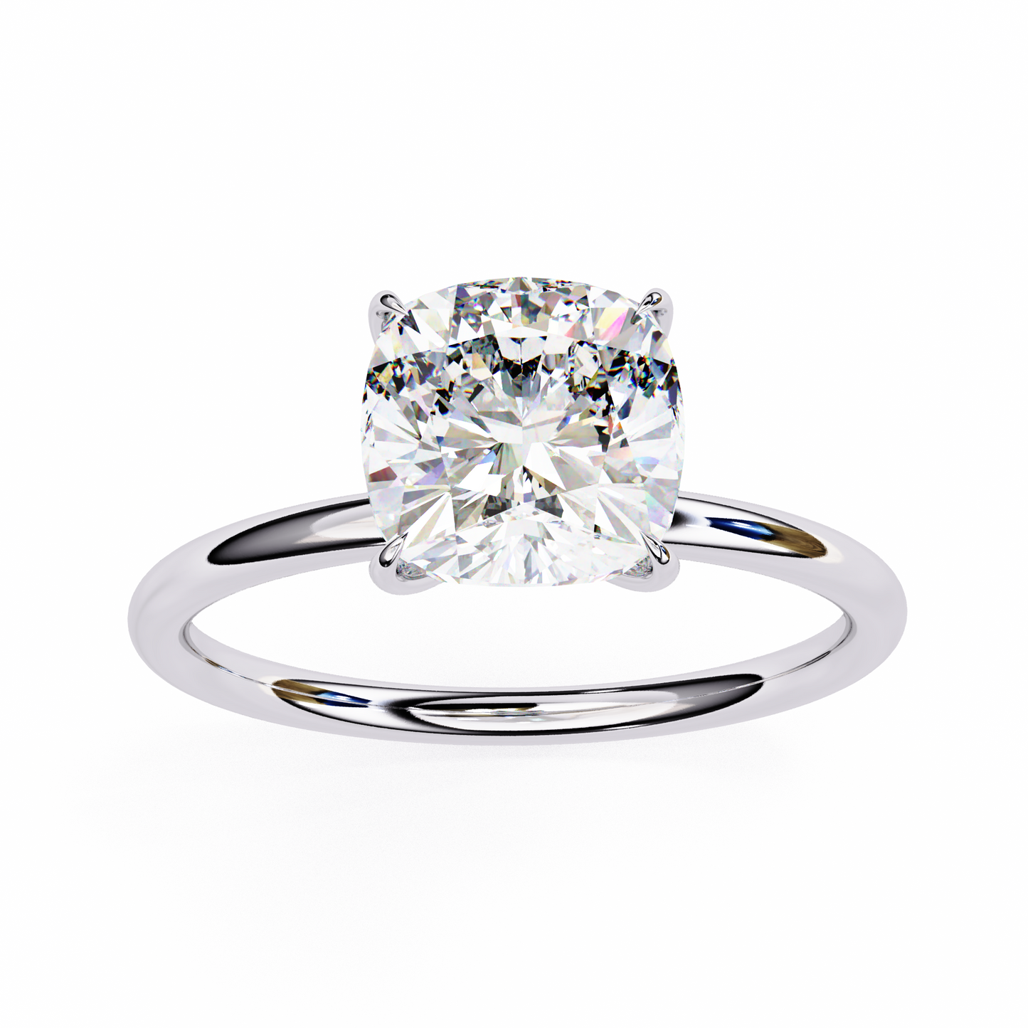 Lab Grown Cushion Cut Diamond Prong set Solitaire Ring