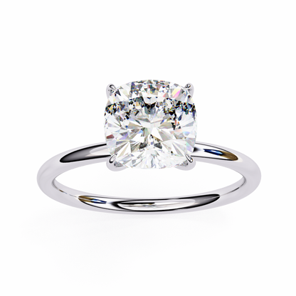 Lab Grown Cushion Cut Diamond Prong set Solitaire Ring