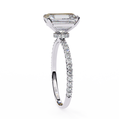 Lab Grown Emerald Cut Diamond Accent Ring