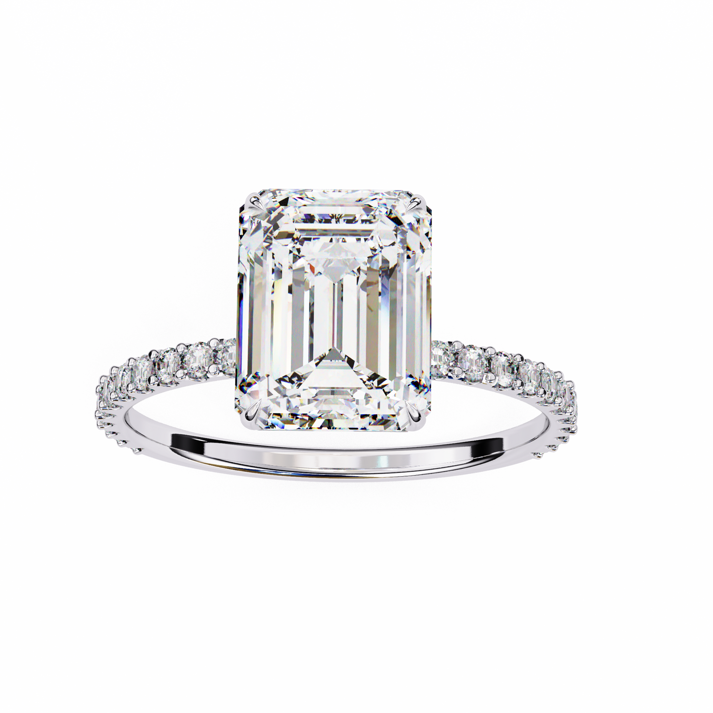 Lab Grown Emerald Cut Diamond Accent Ring