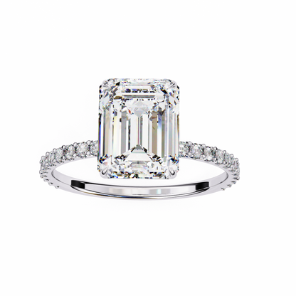 Lab Grown Emerald Cut Diamond Accent Ring