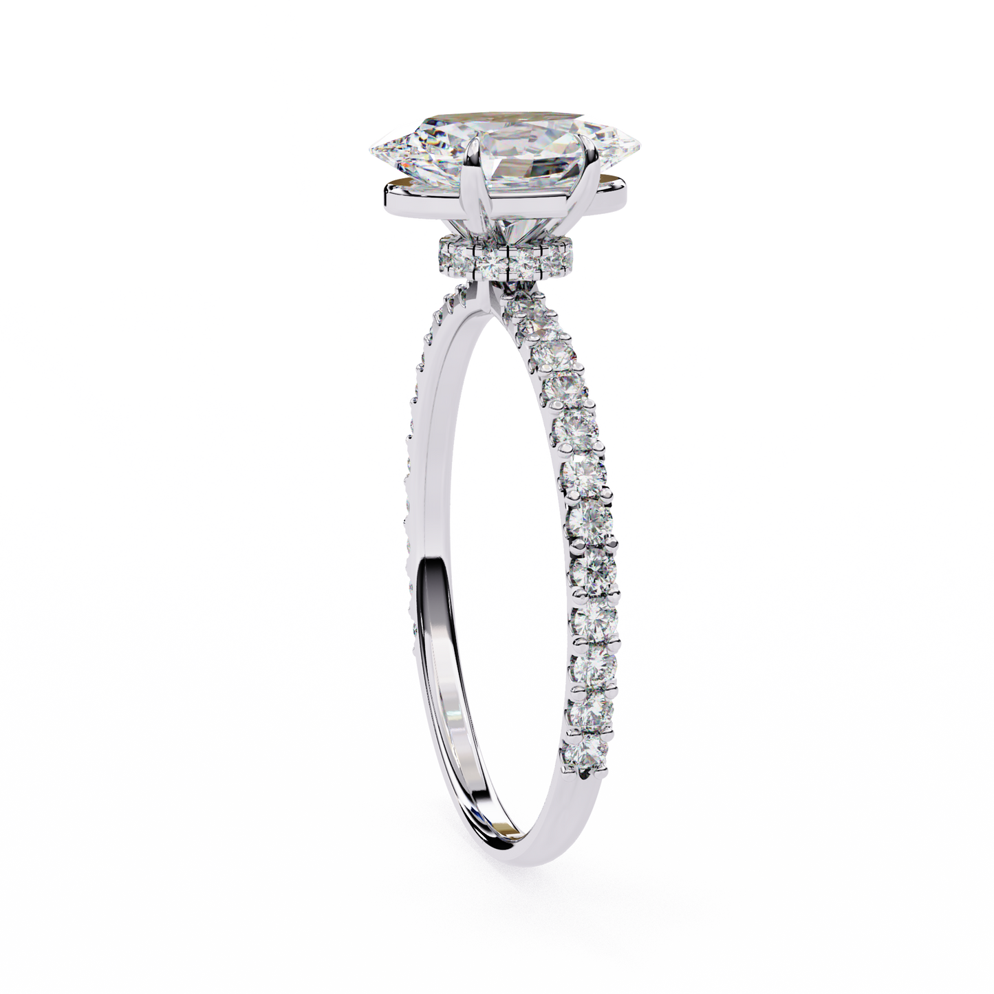 Oval Cut Lab Diamond Solitaire Accent Ring