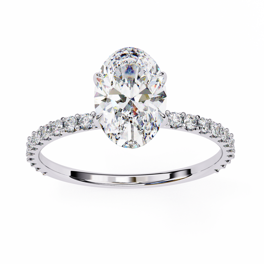 Oval Cut Lab Diamond Solitaire Accent Ring