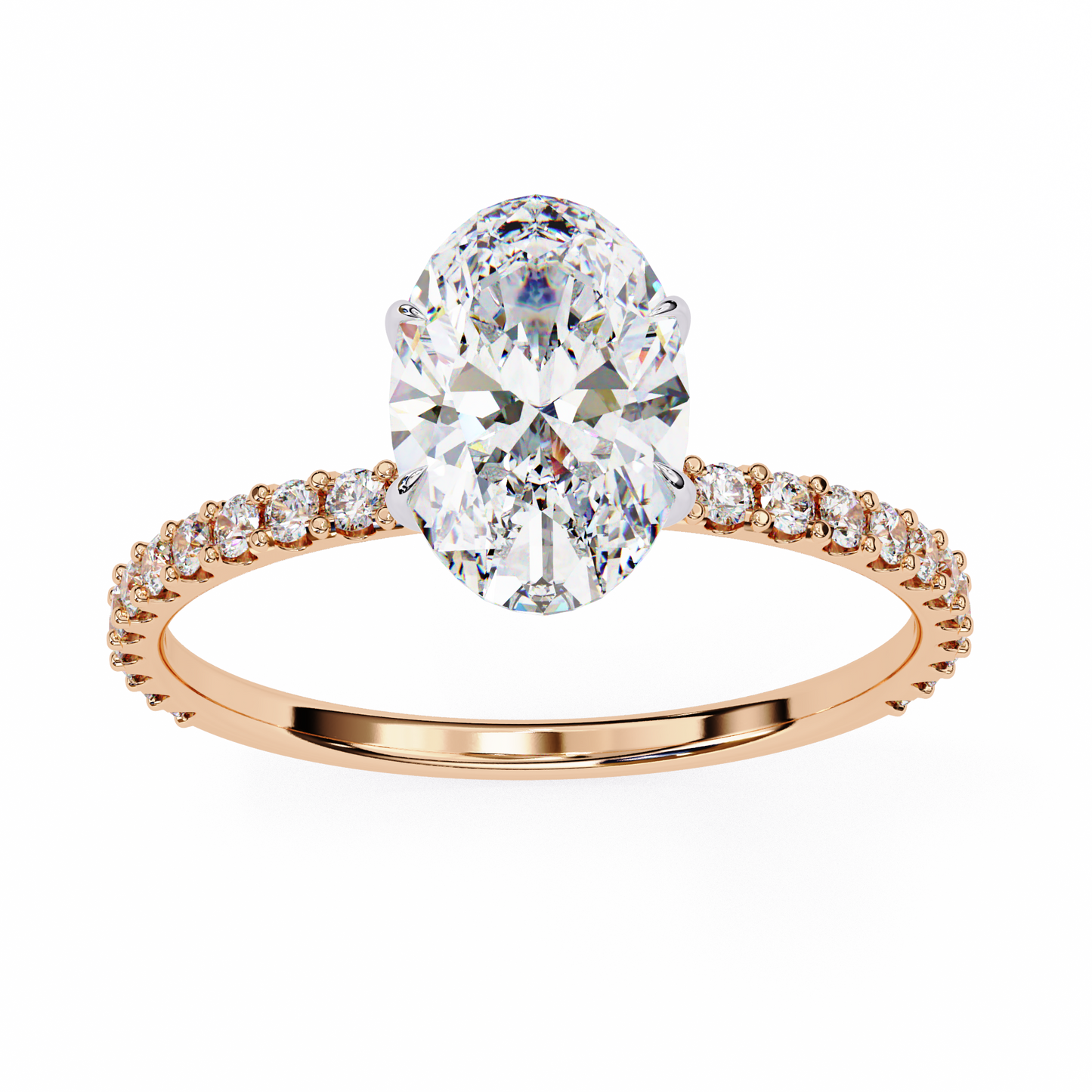 Oval Cut Lab Diamond Solitaire Accent Ring