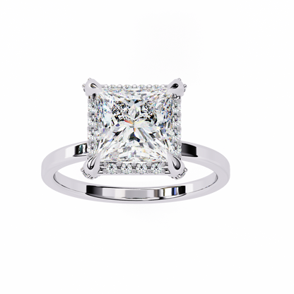 Princess Cut Lab Diamond Solitaire Halo Ring