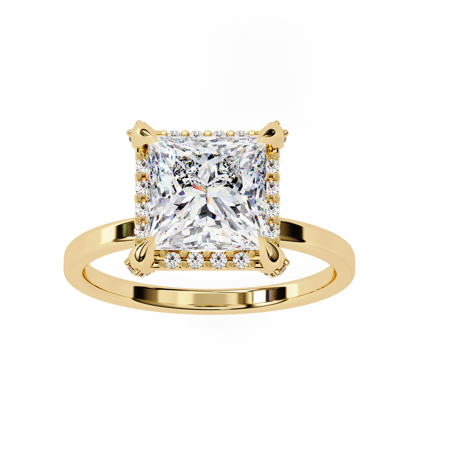Princess Cut Lab Diamond Solitaire Halo Ring