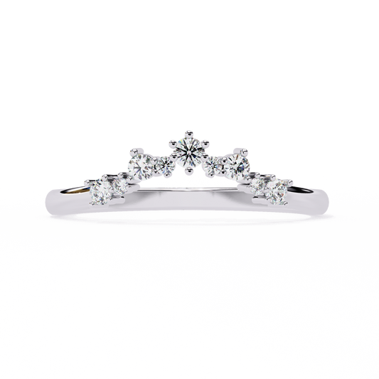 Round Cut Lab Grown Diamond  V Shape Prong Set Unique Delicate Statement Dainty Daily Wear Band