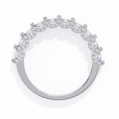 Round Cut Top Grade Diamond Elegance Classic Three Row Dainty Sparkling Proposer Ring For Women's