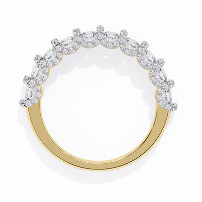 Round Cut Top Grade Diamond Elegance Classic Three Row Dainty Sparkling Proposer Ring For Women's