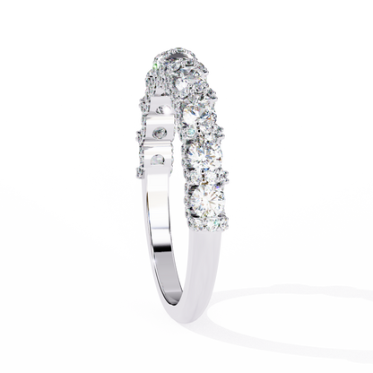 Round Cut Top Grade Diamond Elegance Classic Three Row Dainty Sparkling Proposer Ring For Women's