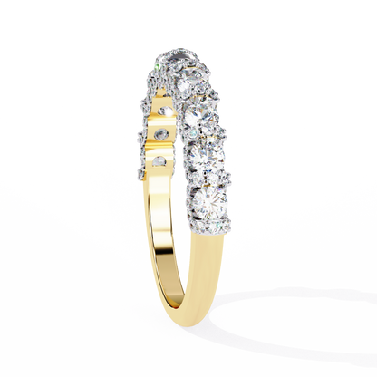 Round Cut Top Grade Diamond Elegance Classic Three Row Dainty Sparkling Proposer Ring For Women's