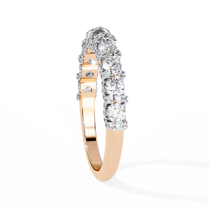 Round Cut Top Grade Diamond Elegance Classic Three Row Dainty Sparkling Proposer Ring For Women's