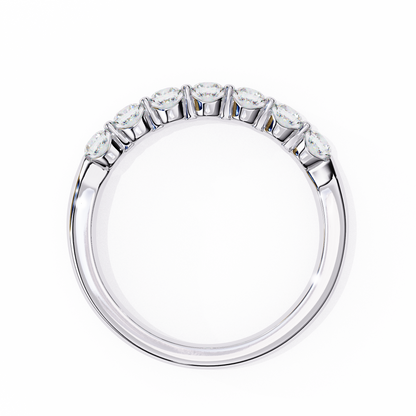Round Cut White Colorless Lab Grown Diamond Elegant Half Eternity Stacking 7 Stone Dainty Every Day Ring