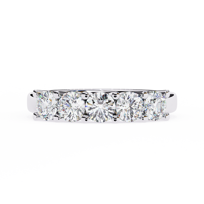 1.03Ct Round Cut Top Grade Diamond Art Deco Delicate Cluster Unisex Handmade Dainty 5 Stone Wedding Band  For Women's